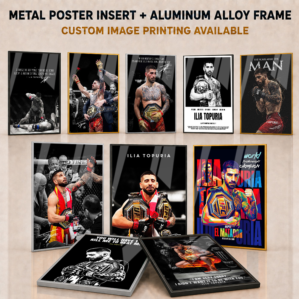 Home Gym Mma - Ilia Topuria Poster Logam Berbingkai Foto