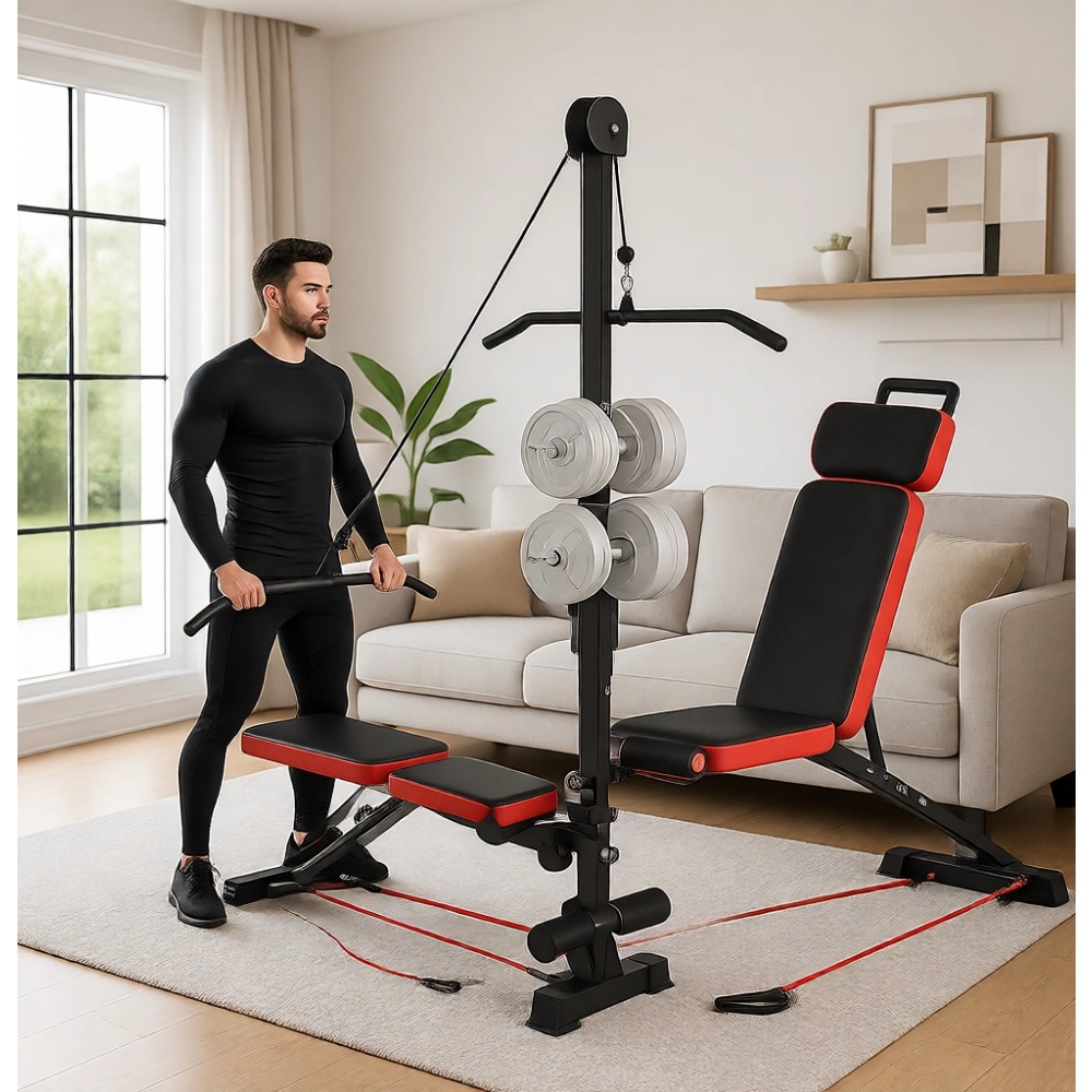 Home Gym Multi - Bangku Angkat Beban Multi-Fungsi dengan Sistem
