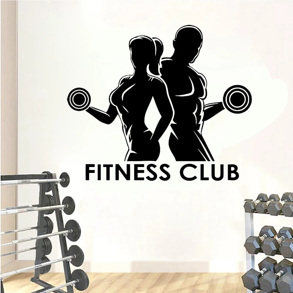 Home Gym Wallpaper - Pria Wanita Gym Stiker Dinding Klub