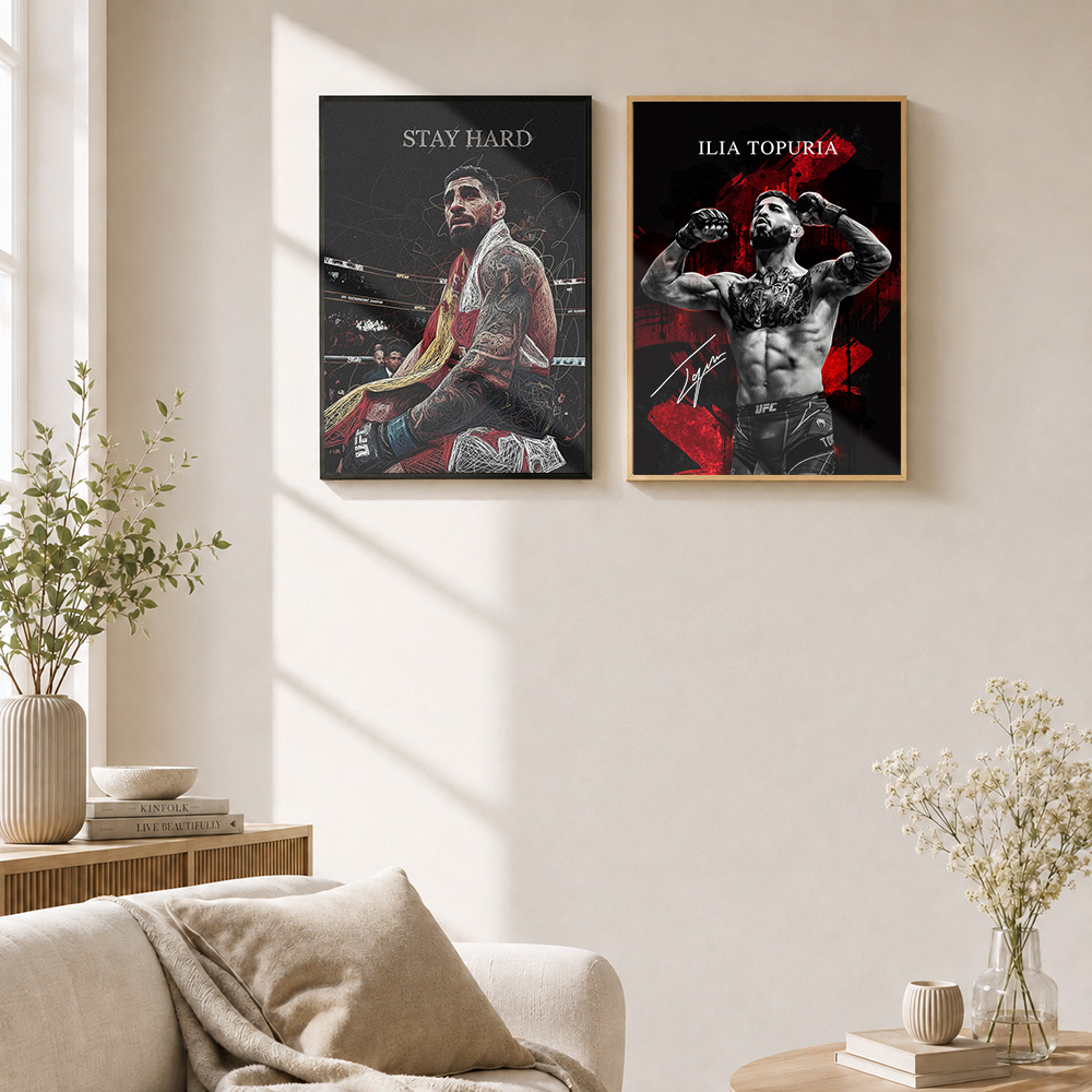 Ilia Topuria Poster Logam Berb - Home Gym Mma ulasan dan harga