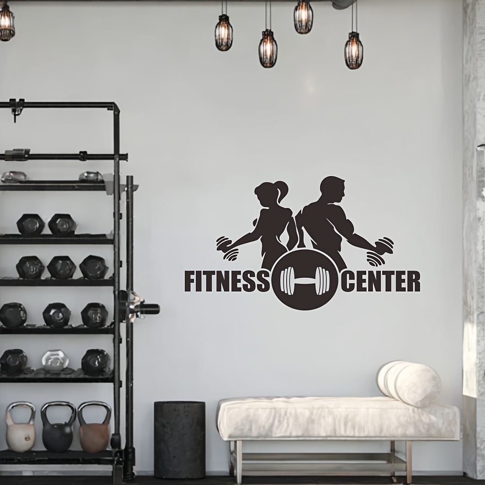 1 Buah Stiker Dinding Dumbbell - Home Gym Wallpaper ulasan dan harga
