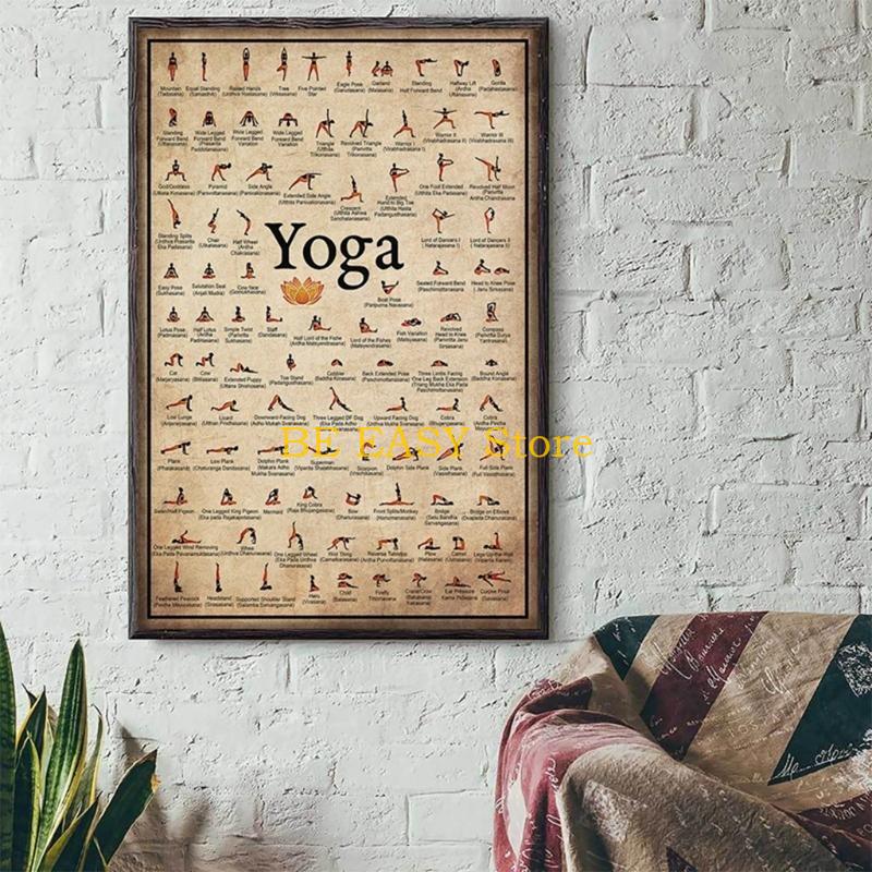E28F Retro Vintage Yoga Seni A - Home Gym Wallpaper ulasan dan harga