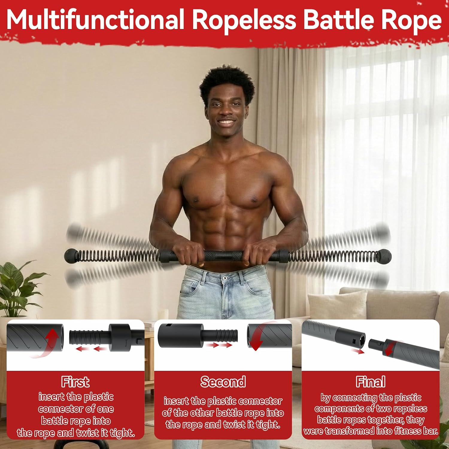 2-in-1 Cordless Battle Rope Po - Home Gym Resistance ulasan dan harga